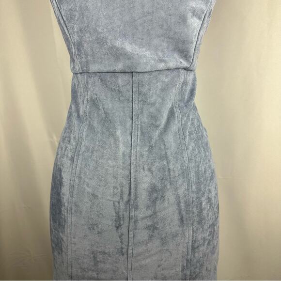 NWT New Anthropologie Gabrielle Blue Faux Suede Bodycon Mini Sheath Dress M - Picture 8 of 11
